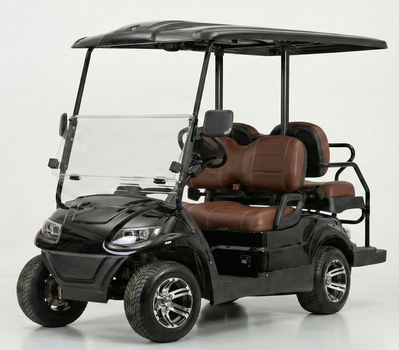 EPIC 2+2 Non-Lifted Electric Golf Cart with Lithium Battery 105Ah& Standard Tires | 4-Seater LSEV (Black) - Image 1